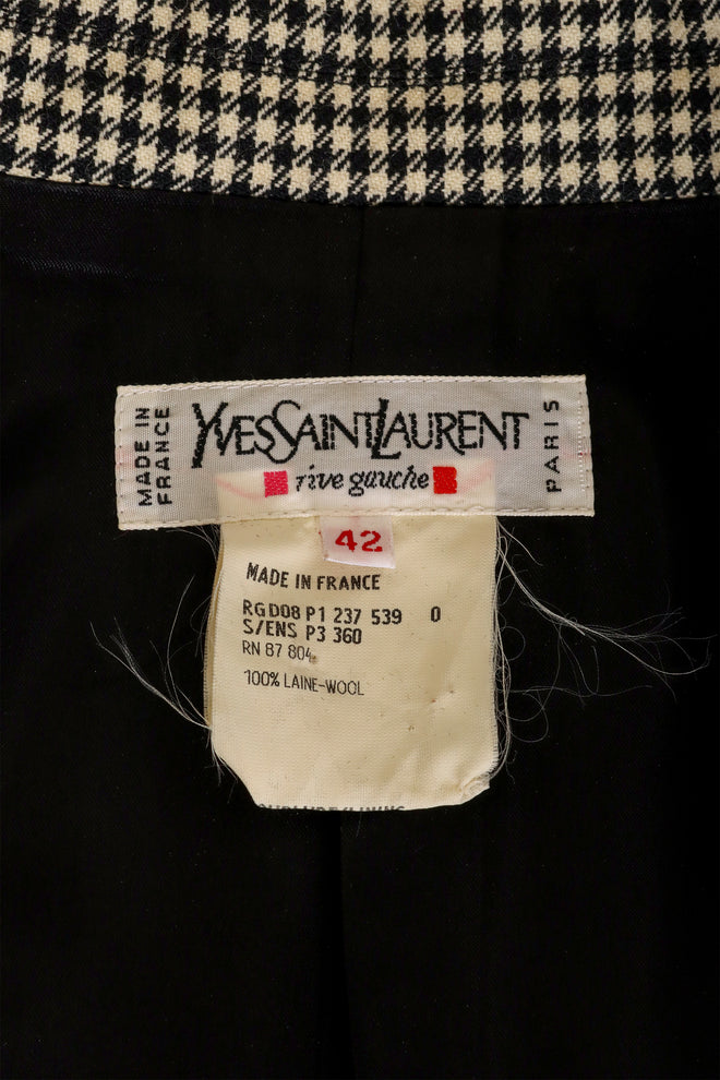 Vintage Yves Saint Laurent Rive Gauche Houndstooth Wool Blazer and Vest Set tag 2 @ Recess LA 