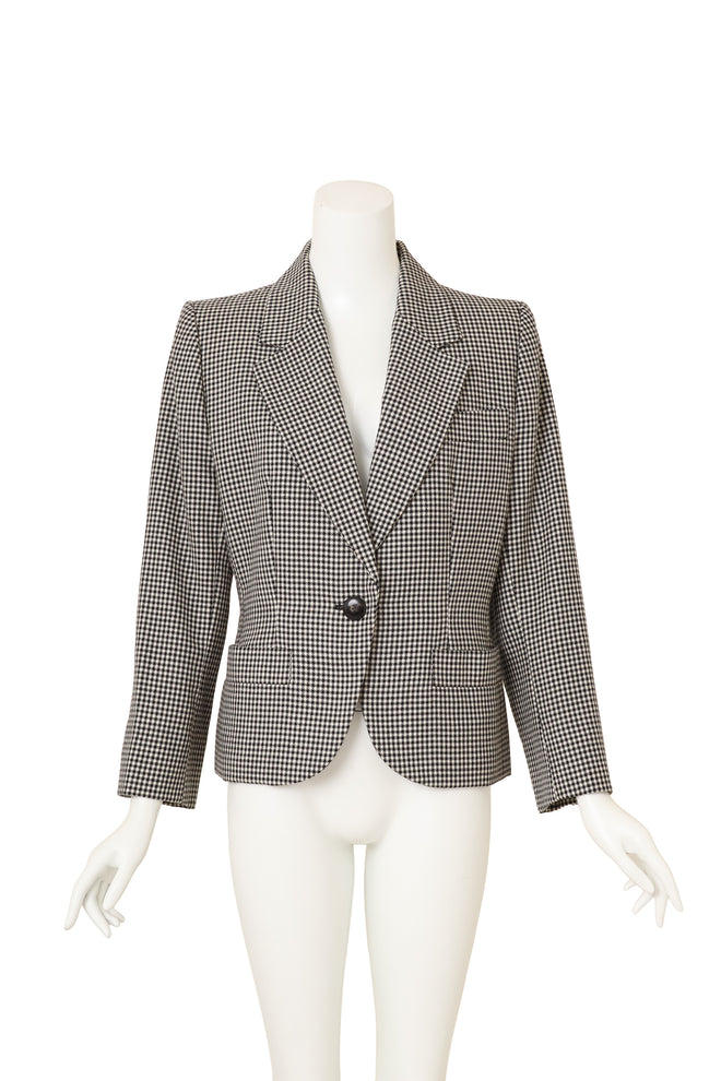 Vintage Yves Saint Laurent Rive Gauche Houndstooth Wool Blazer and Vest Set blazer front @ Recess LA 