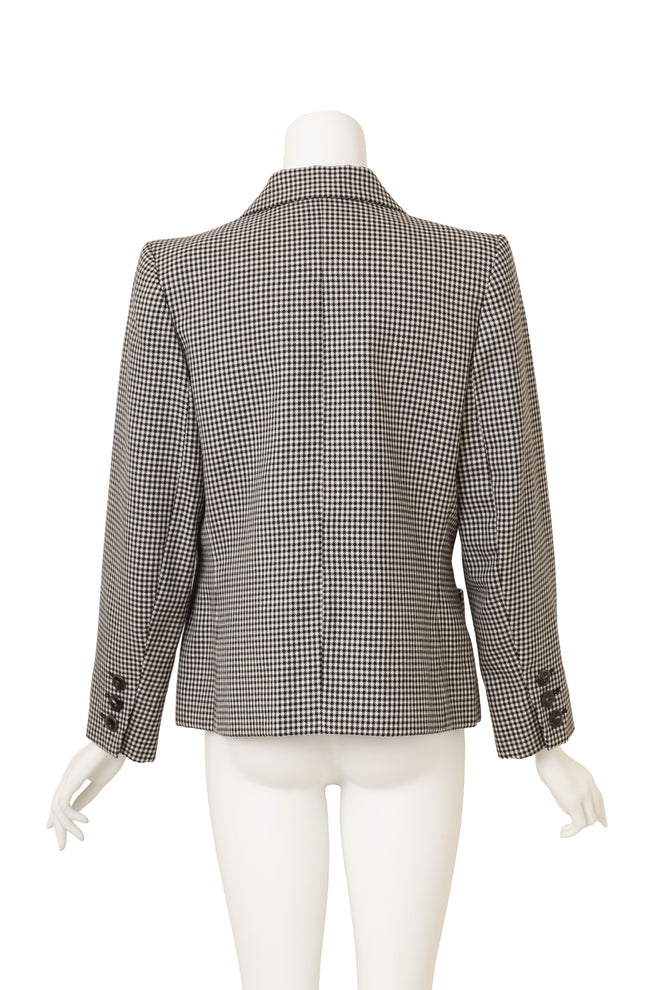 Vintage Yves Saint Laurent Rive Gauche Houndstooth Wool Blazer and Vest Set blazer back @ Recess LA 