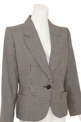 Vintage Yves Saint Laurent Rive Gauche Houndstooth Wool Blazer and Vest Set close up blazer @ Recess LA 