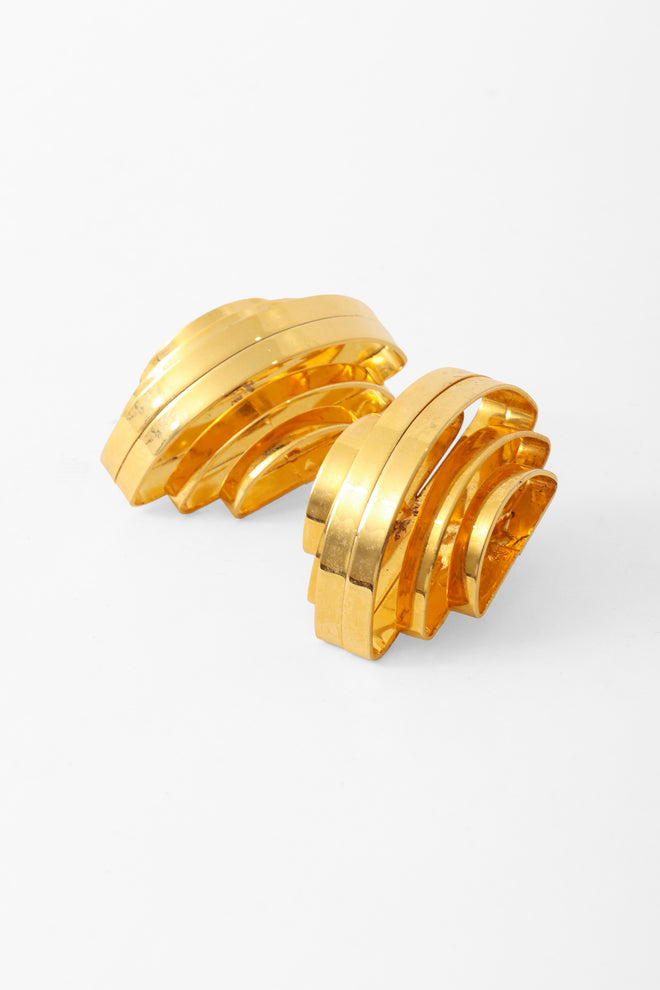 Convex Sculptural Earrings up close @ Recess LA