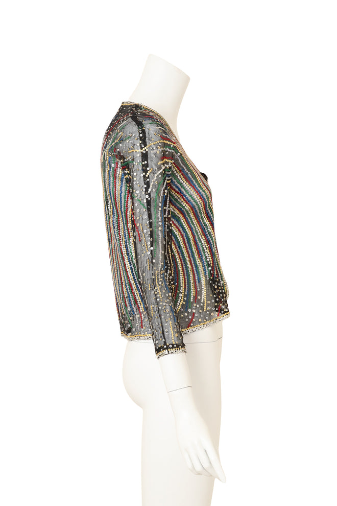 Halston 1980 F/W Fireworks Sequin Evening Jacket side @ Recess LA 