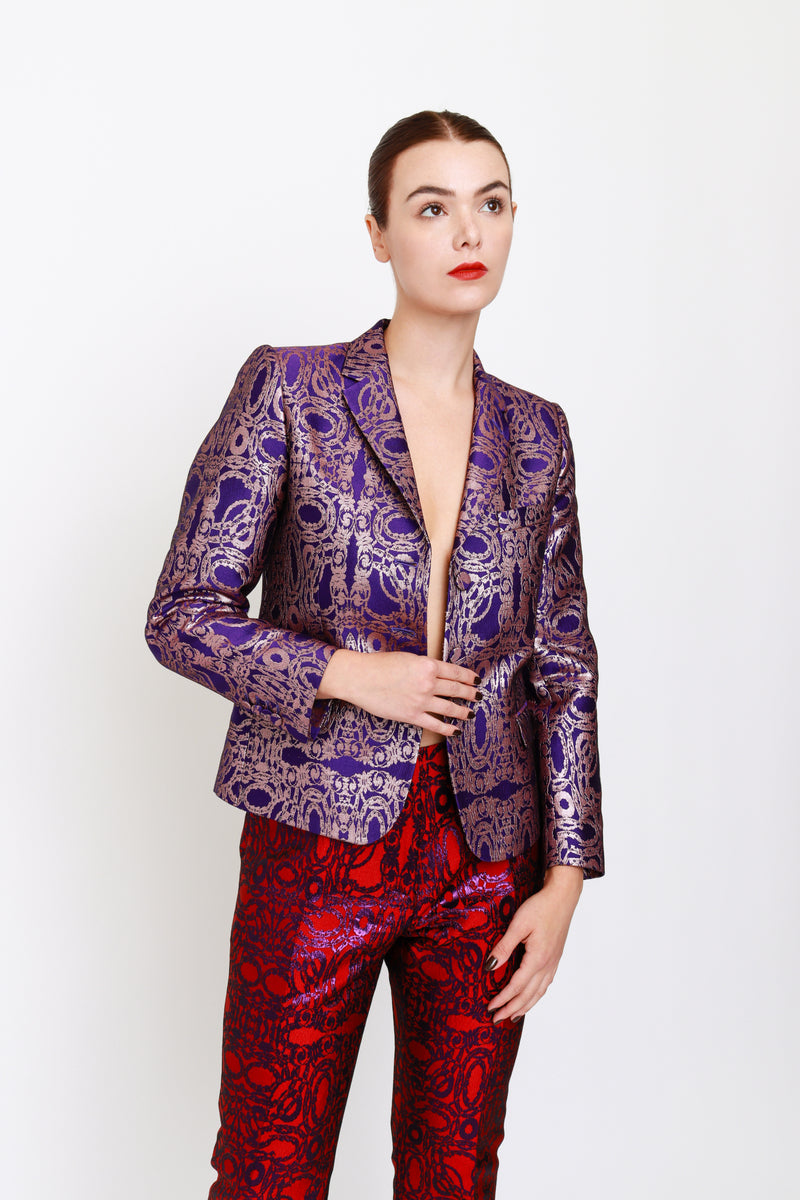 Dries Van Noten Metallic Brocade Jacket on model @recess la