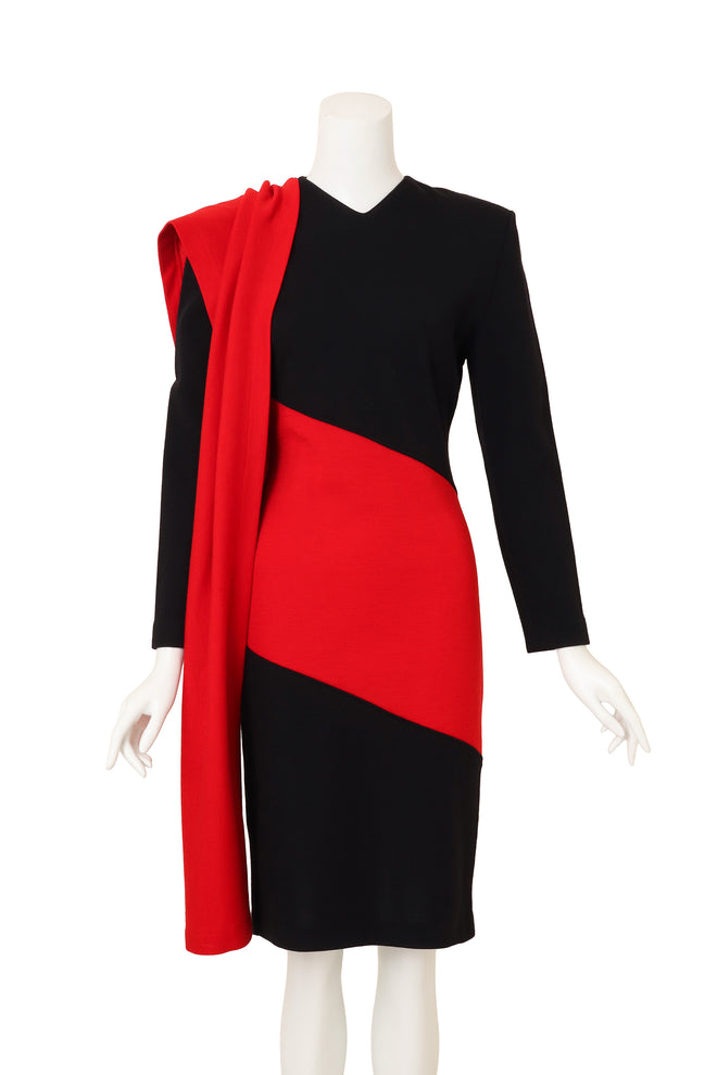 Patrick Kelly Asymmetric Wool Wrap Dress unwrapped @ Recess LA