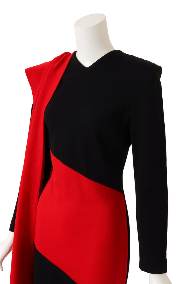 Patrick Kelly Asymmetric Wool Wrap Dress close up @ Recess LA