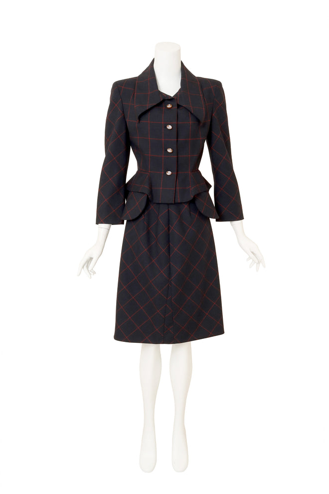 Vintage Windowpane Plaid Skirt Suit by Vivienne Westwood on mannequin @ Recess LA