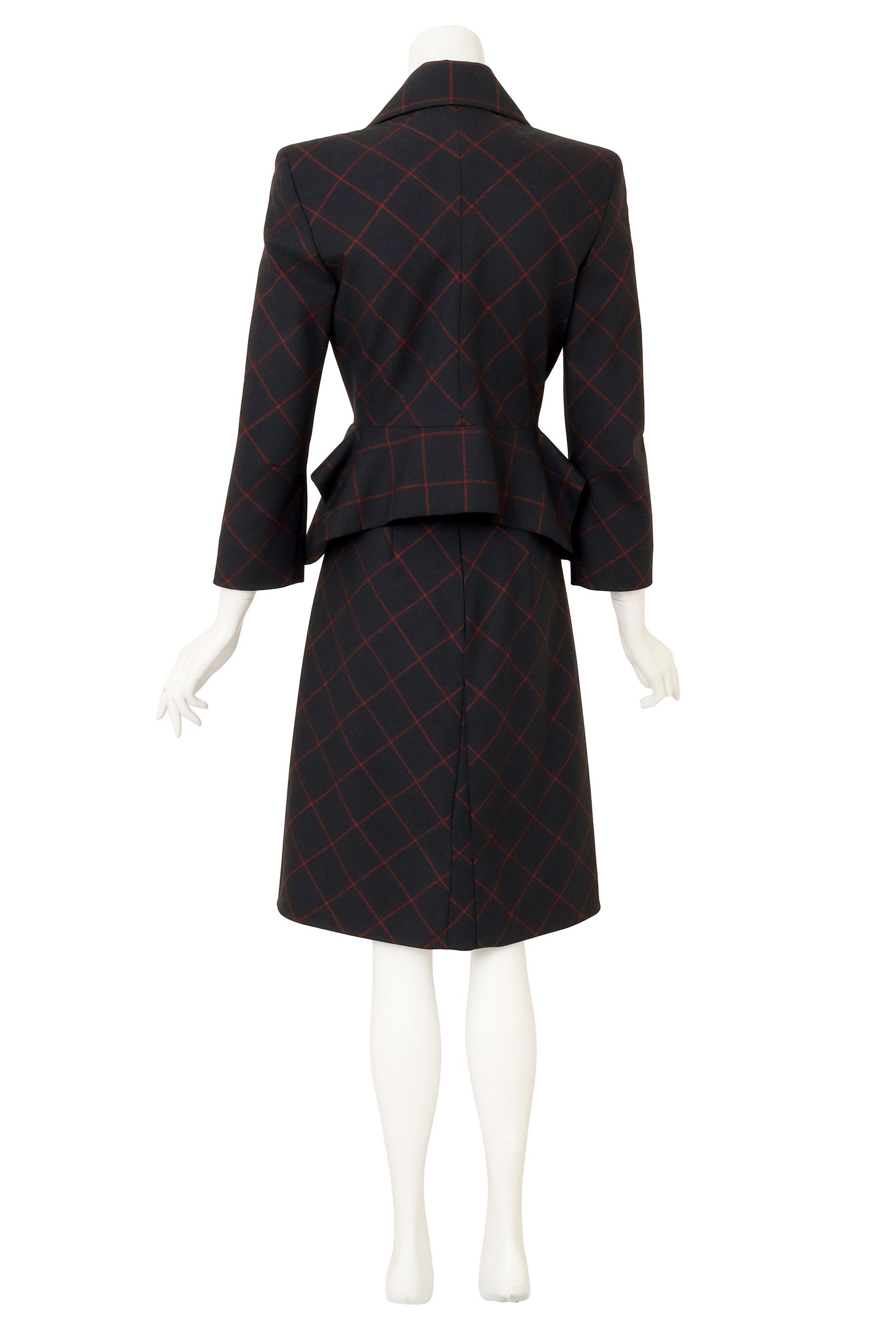 Vintage Windowpane Plaid Skirt Suit by Vivienne Westwood on mannequin back @ Recess LA