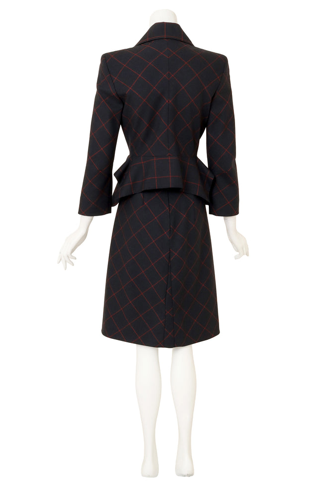 Vintage Windowpane Plaid Skirt Suit by Vivienne Westwood on mannequin back @ Recess LA