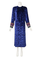 Jewel-Cuff Burnout Velvet Evening Dress