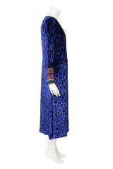 Jewel-Cuff Burnout Velvet Evening Dress