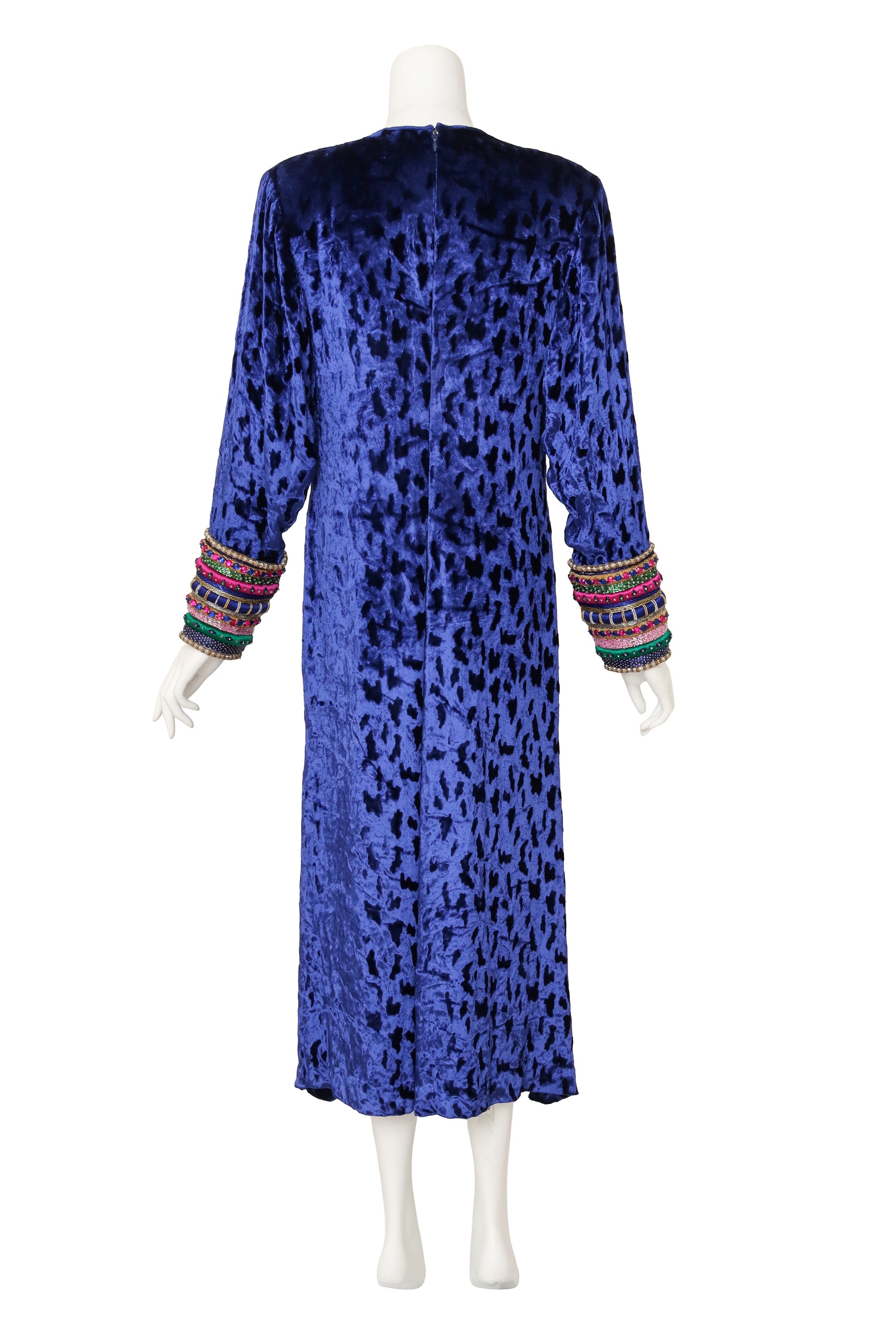 Jewel-Cuff Burnout Velvet Evening Dress