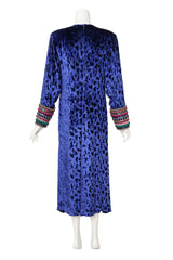 Jewel-Cuff Burnout Velvet Evening Dress