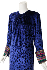 Jewel-Cuff Burnout Velvet Evening Dress