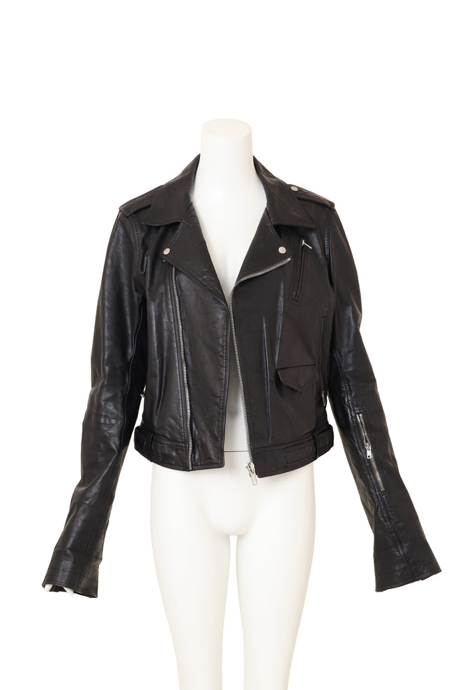 Rick Owens Calf Leather Stooges Moto Jacket unzipped @ Recess LA 
