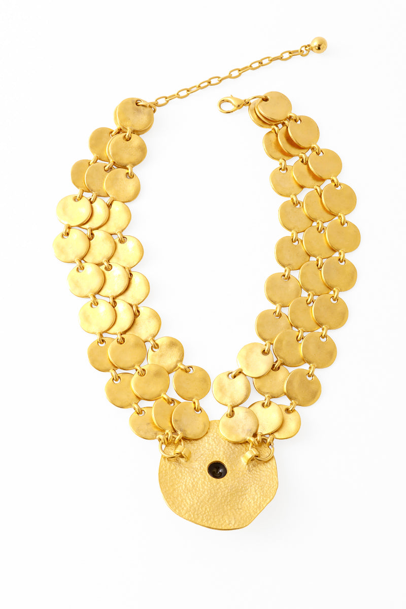 modernist hammered disc necklace back @ Recess LA
