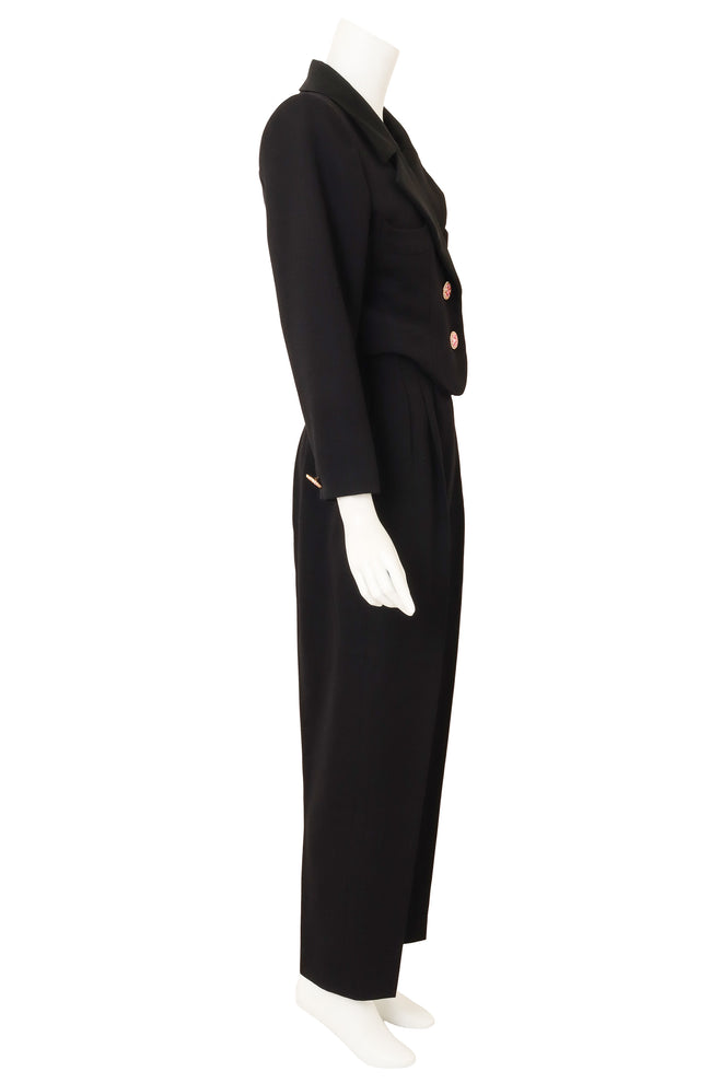 Crystal Button Suit Set by Yves Saint Laurent on mannequin side @ Recess LA