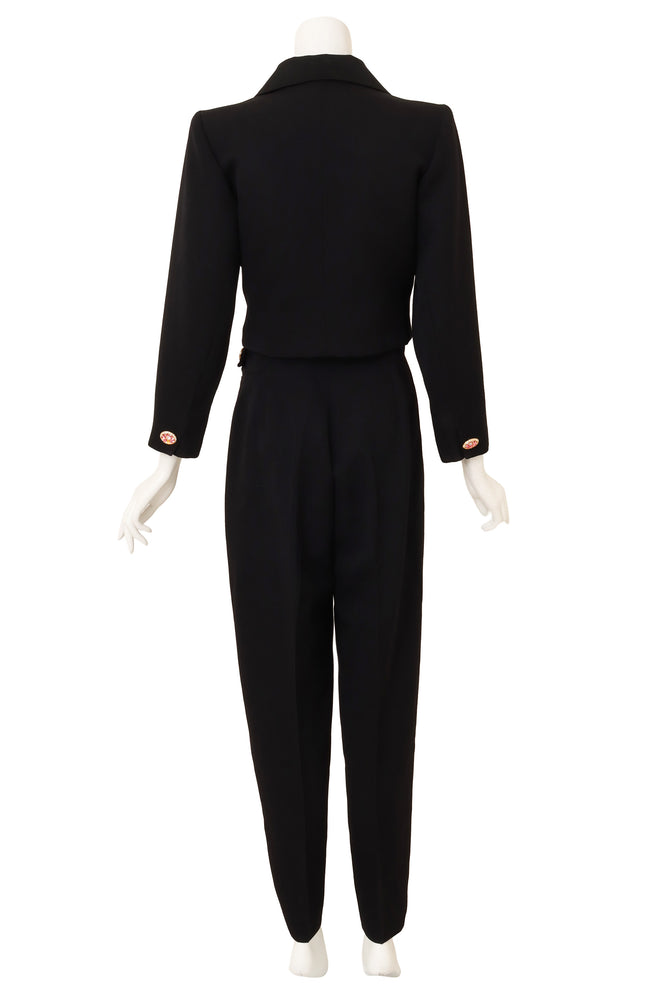 Crystal Button Suit Set by Yves Saint Laurent on mannequin back @ Recess LA