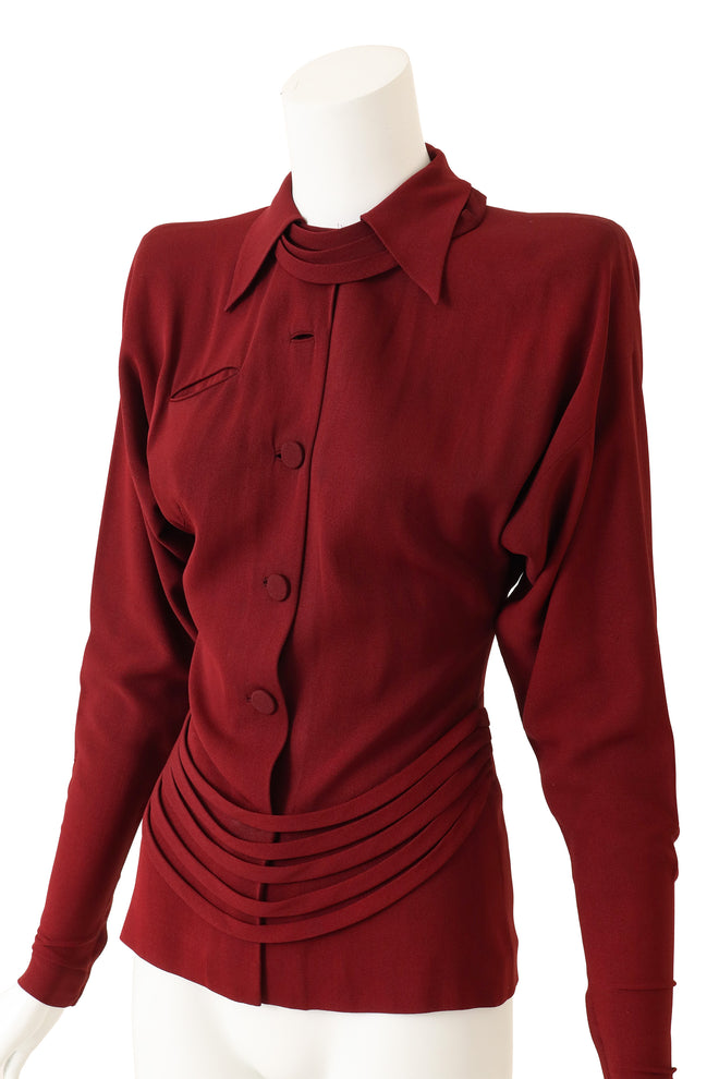 1940's Gilbert Adrian Structured Sash Jacket close up @ Recess LA 
