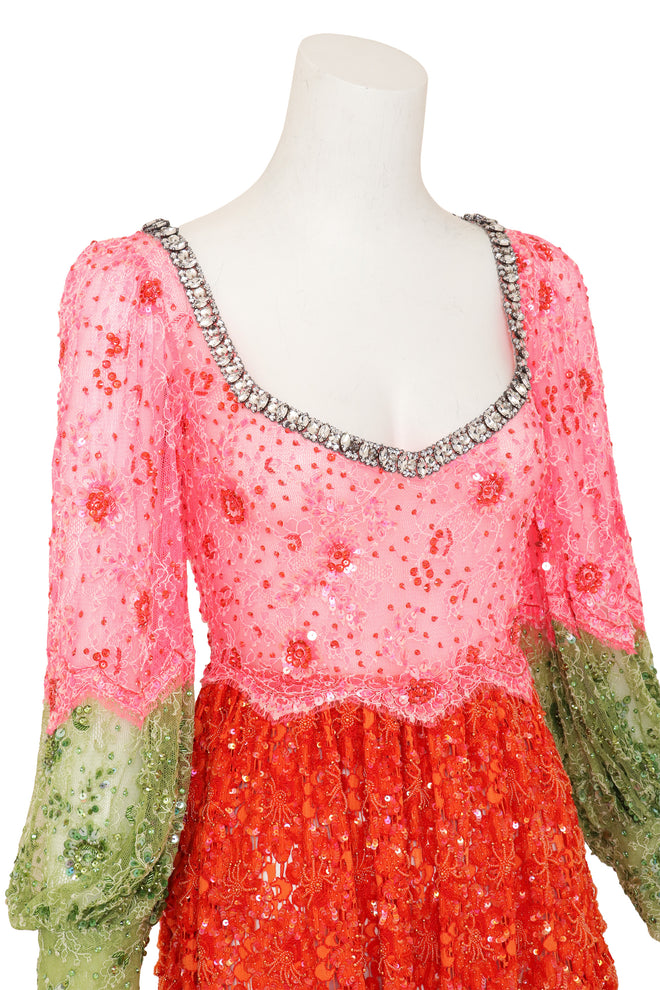 Colorblock Lace Juliette Dress by Gucci on mannequin close @ Recess LA