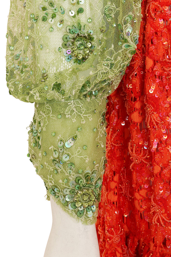 Colorblock Lace Juliette Dress by Gucci on mannequin cuff close @ Recess LA