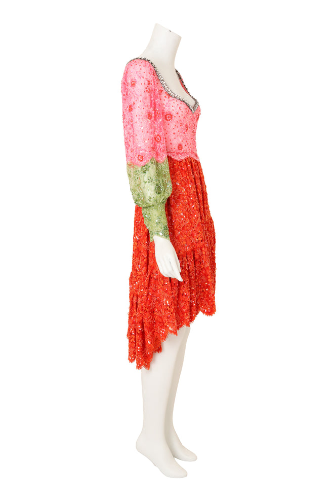 Colorblock Lace Juliette Dress by Gucci on mannequin side @ Recess LA