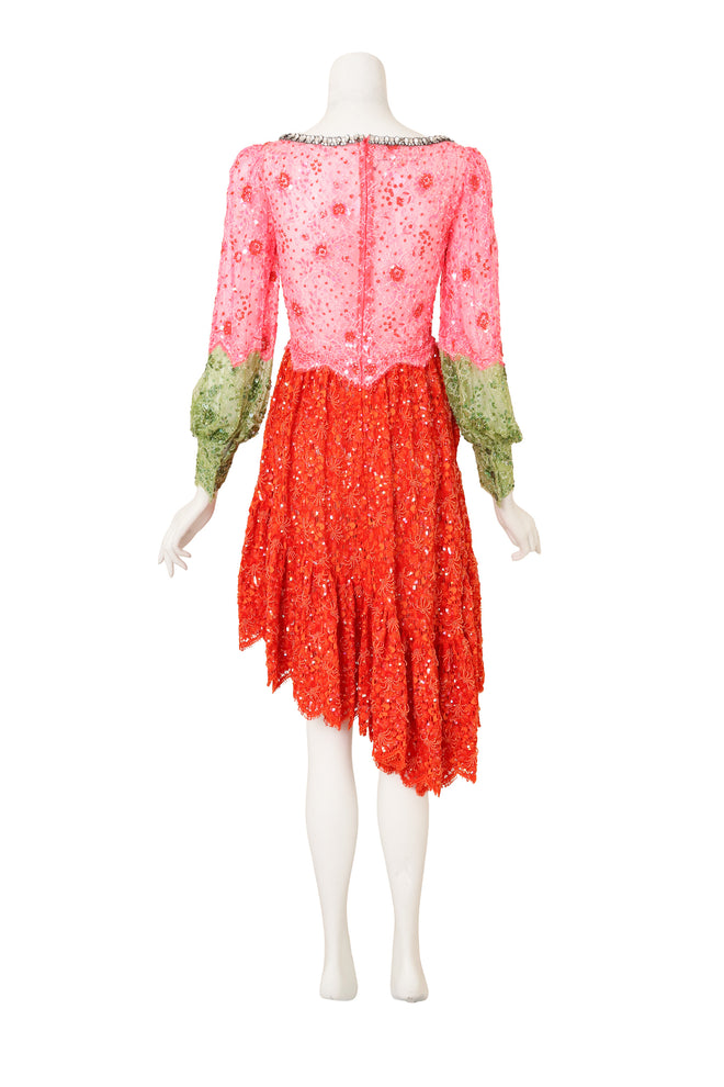 Colorblock Lace Juliette Dress by Gucci on mannequin back @ Recess LA