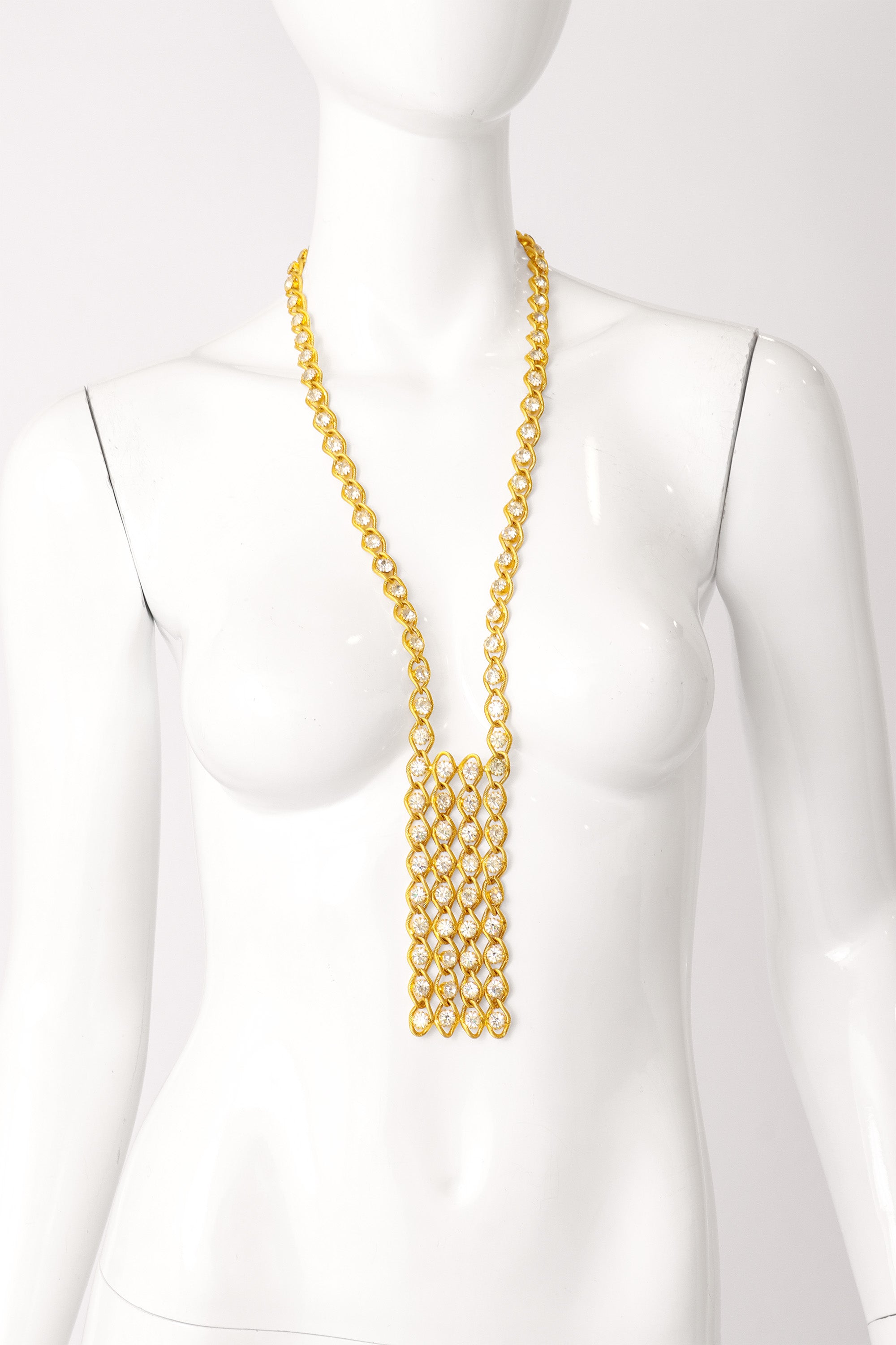 Vintage rhinestone chain necklace on mannequin @ Recess LA