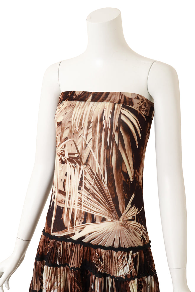 Vintage Jean Paul Gaultier Palm Mesh Tiered Midi Dress close up @ Recess LA 