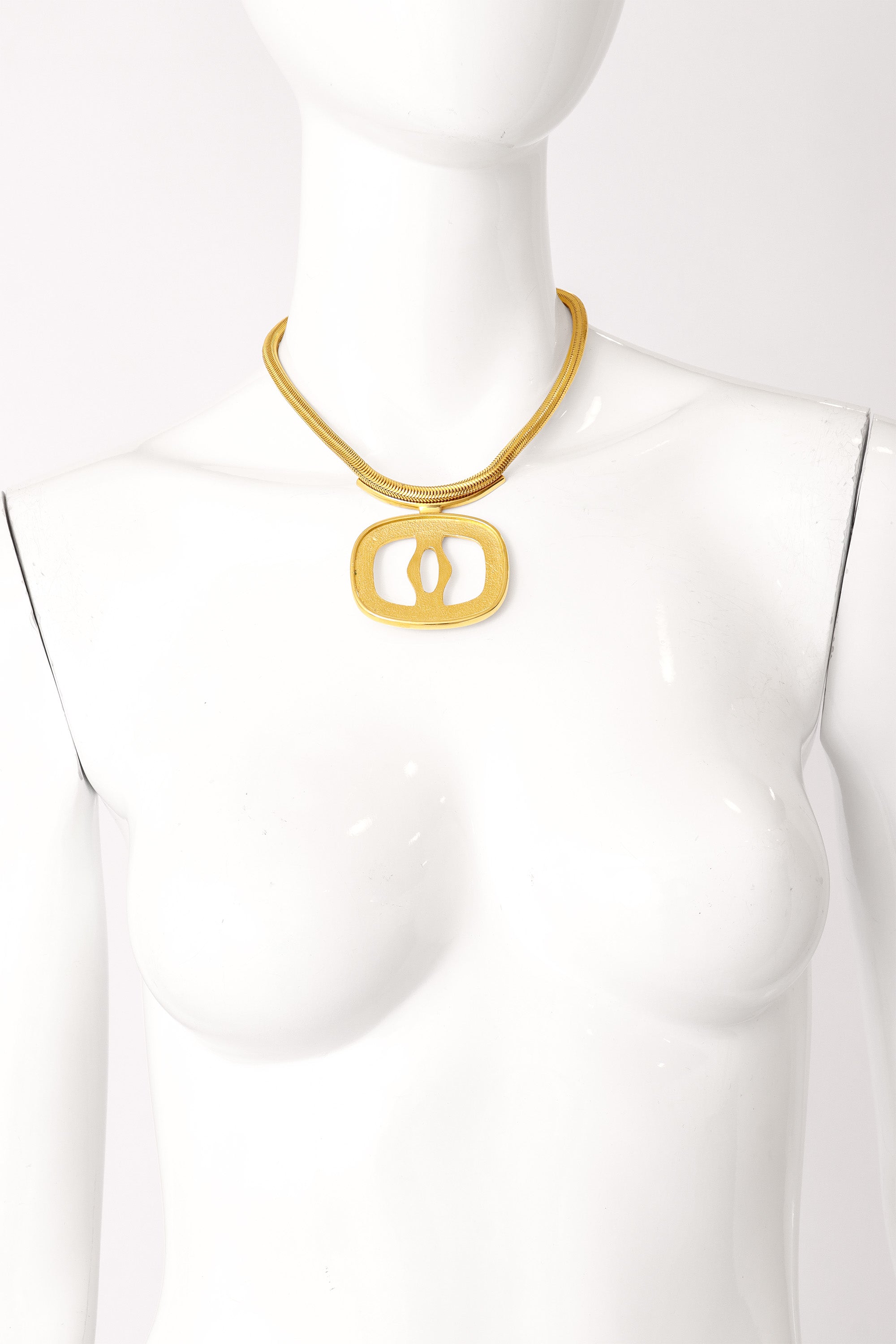 Modernist frame necklace by Lanvin on mannequin @ Recess LA
