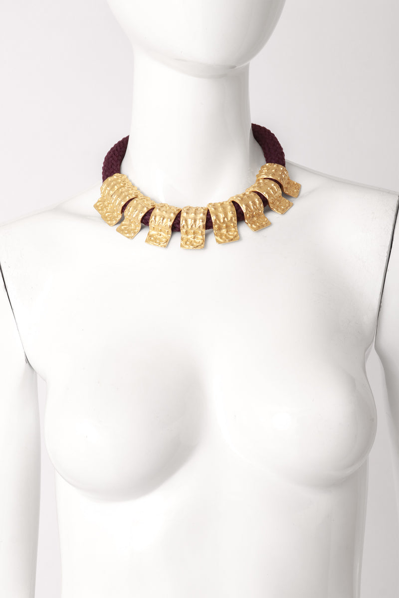 Egyptian revival knit chord necklace on mannequin @ Recess LA