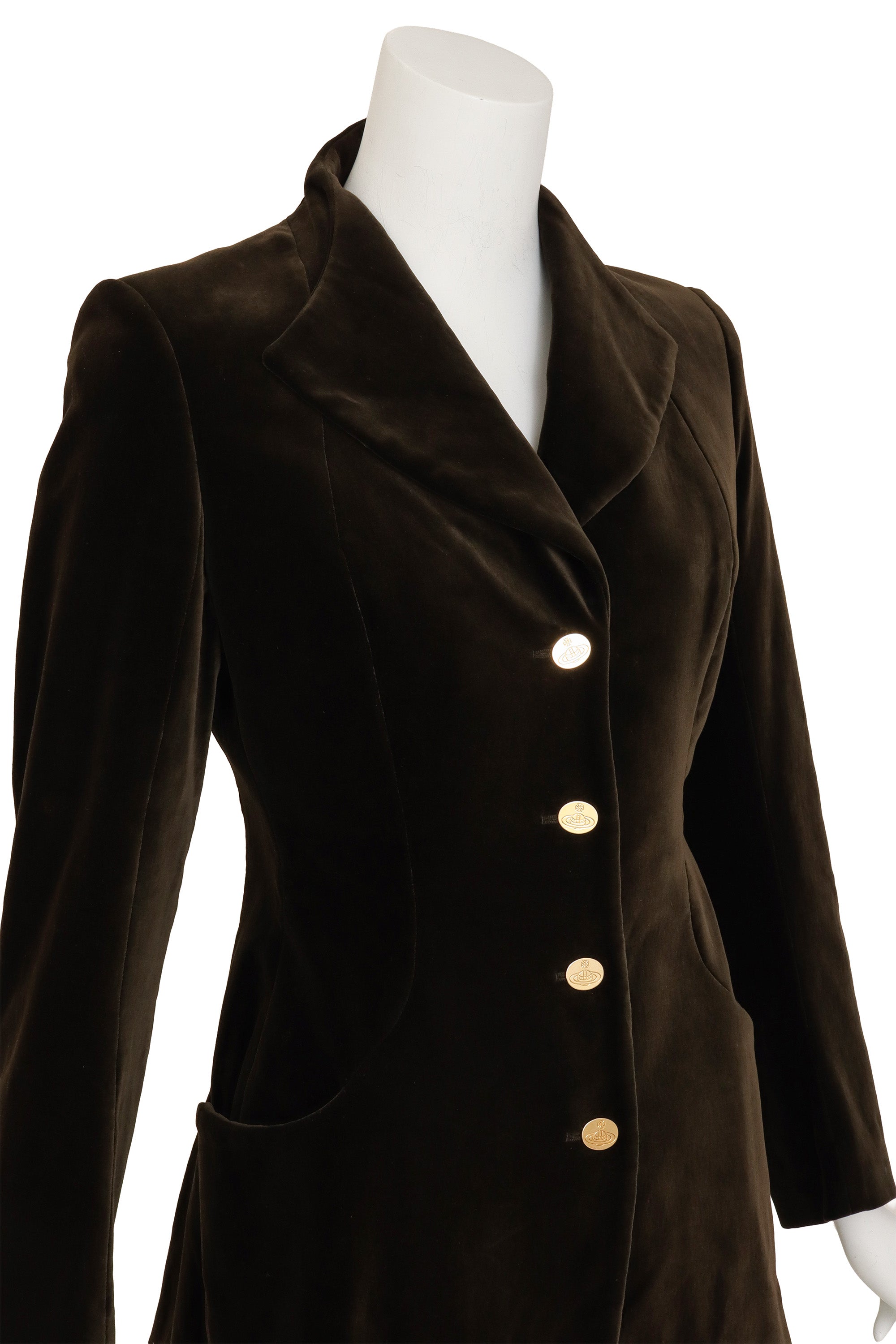 Structured dutch velvet blazer by Vivienne Westwood up close @ Recess LA 