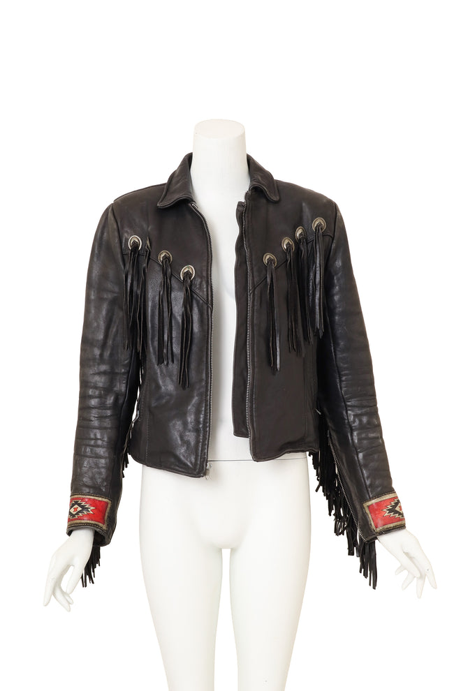 Vintage Fringe Leather Concho Jacket by Gypsy Leather on mannequin open @ Recess LA