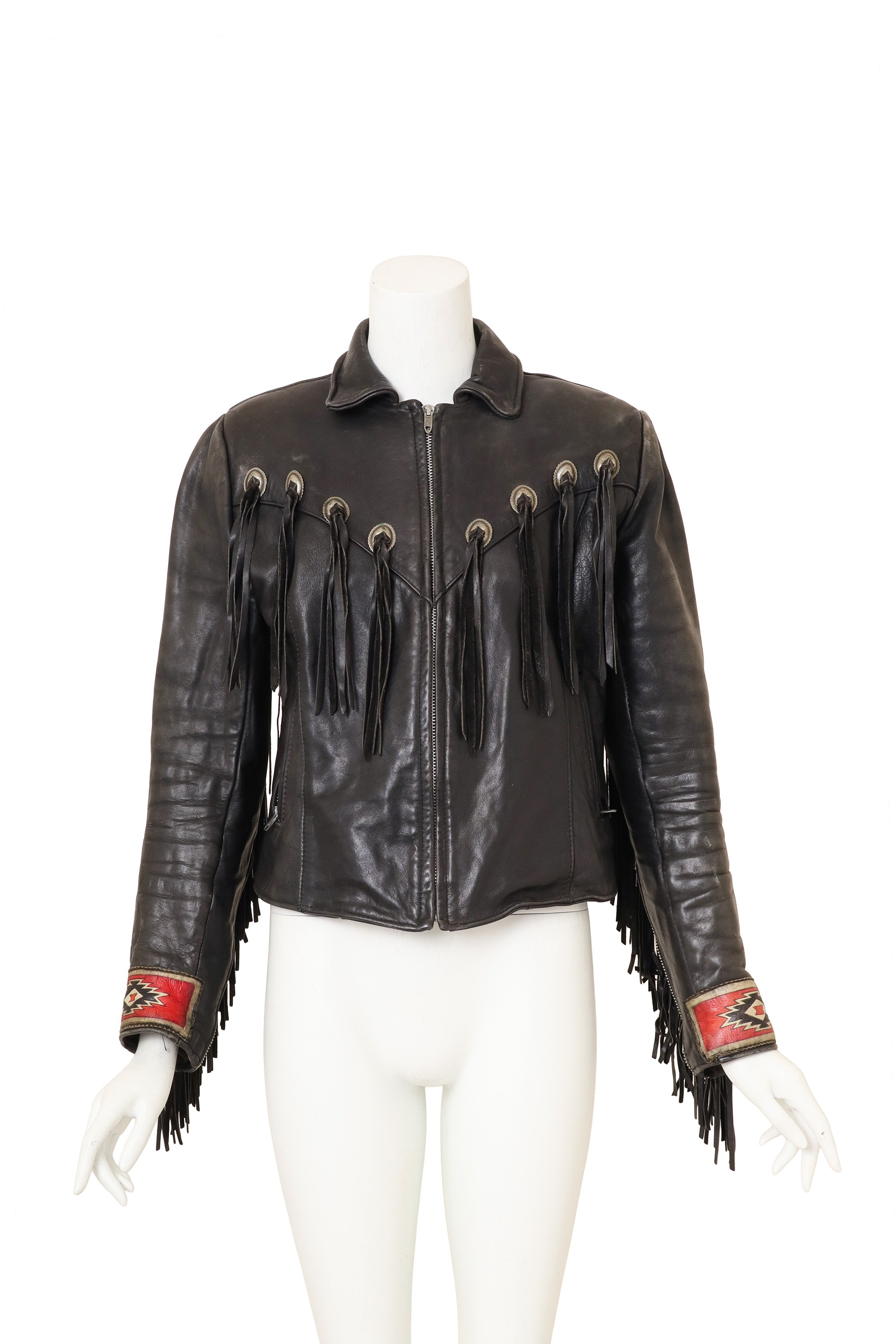 Vintage Fringe Leather Concho Jacket by Gypsy Leather on mannequin @ Recess LA