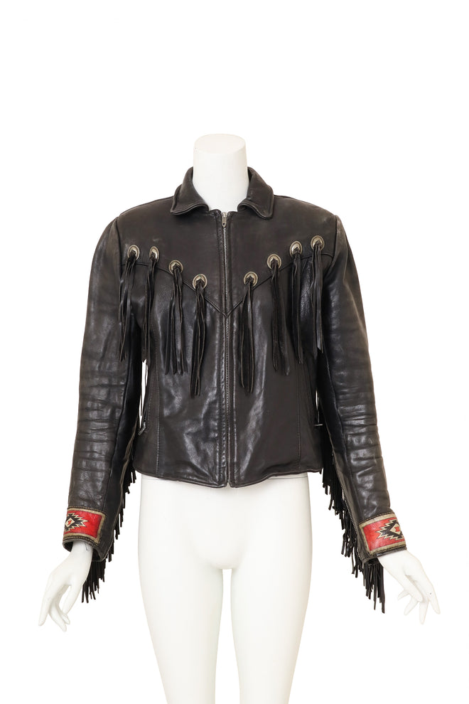 Vintage Fringe Leather Concho Jacket by Gypsy Leather on mannequin @ Recess LA