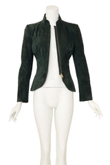Quilted suede jacket by Gucci on mannequin open @ Recess LA