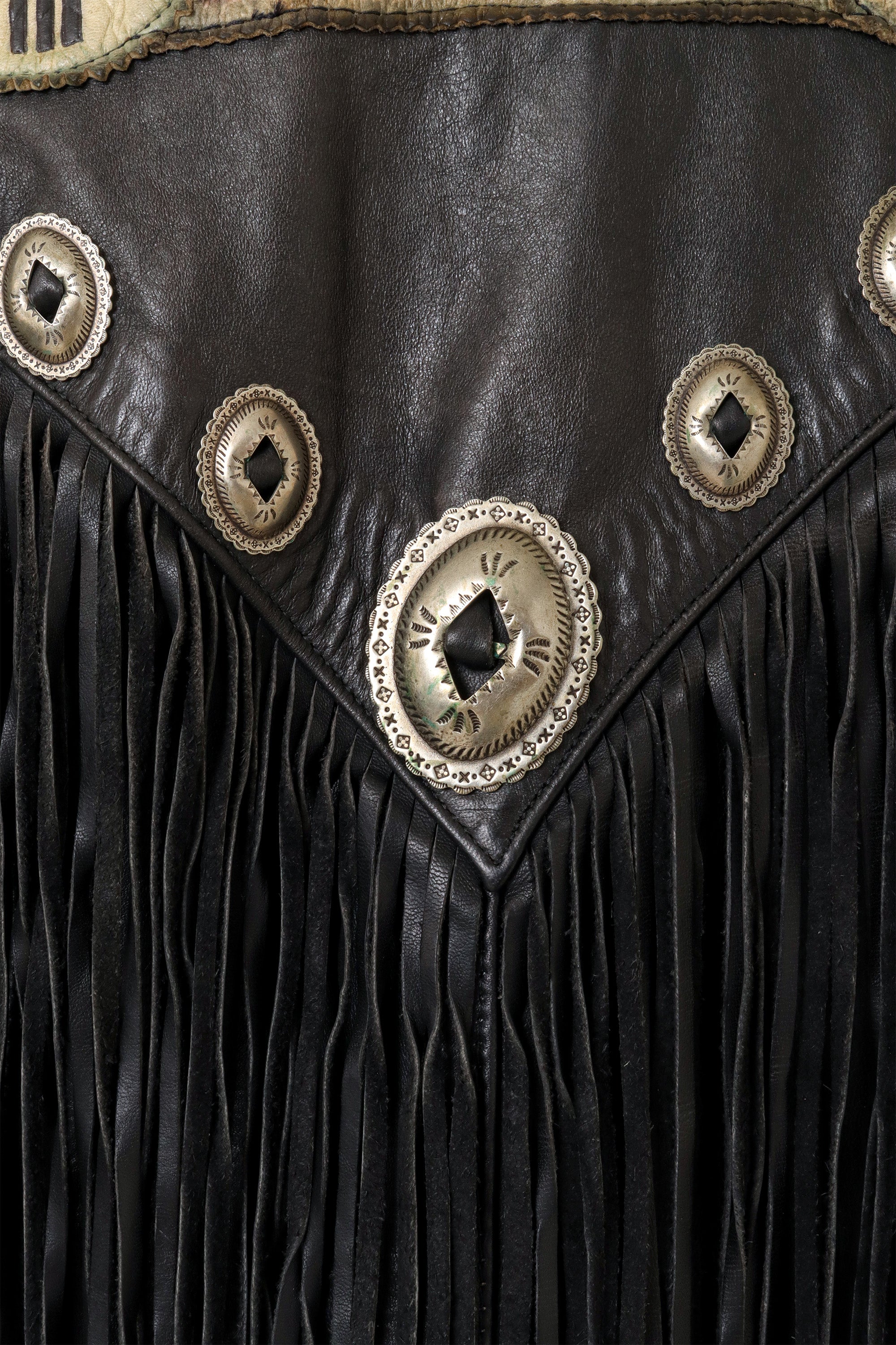 Vintage Fringe Leather Concho Jacket by Gypsy Leather back conchos  @ Recess LA