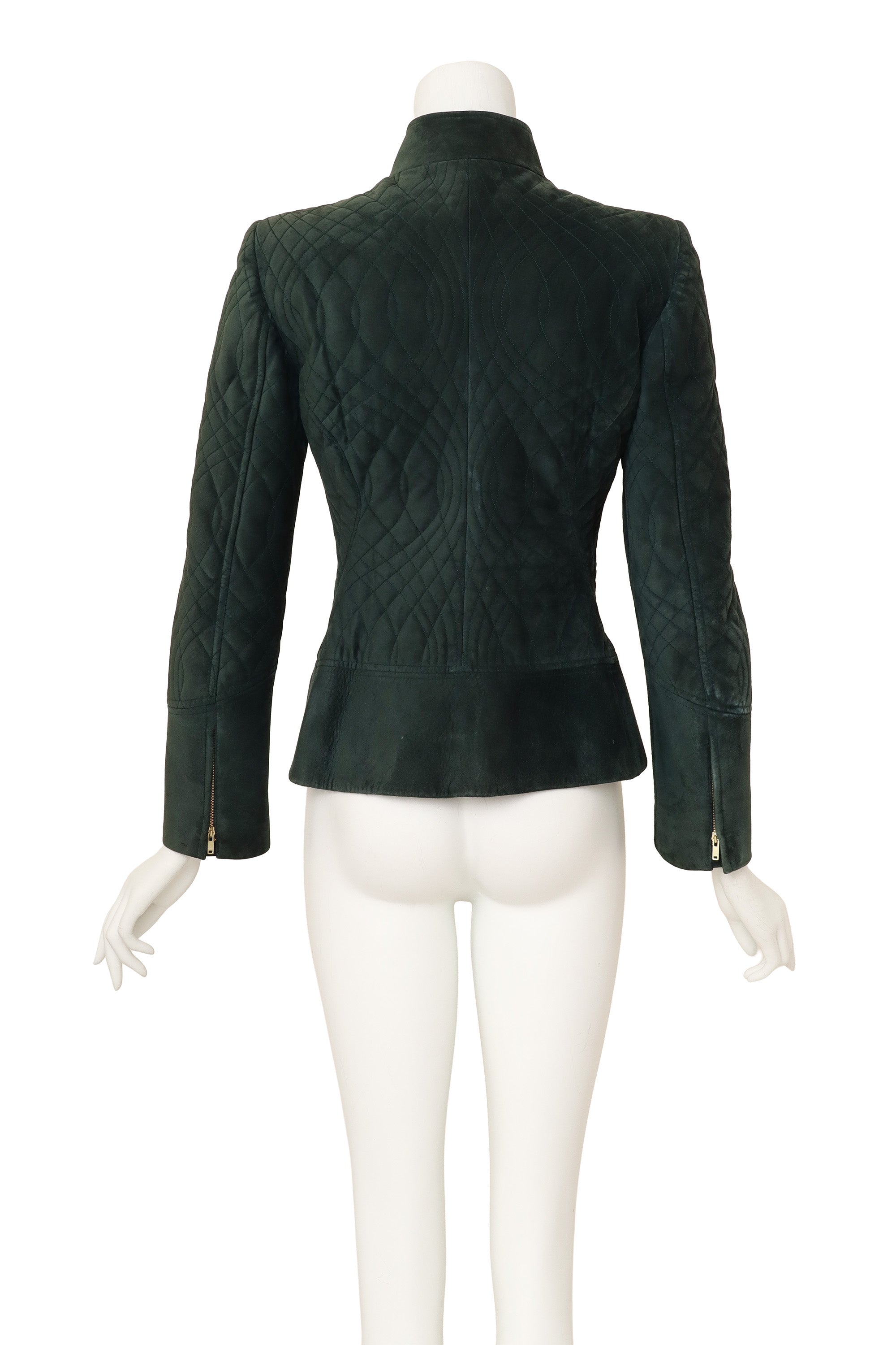Quilted suede jacket by Gucci on mannequin back @ Recess LA