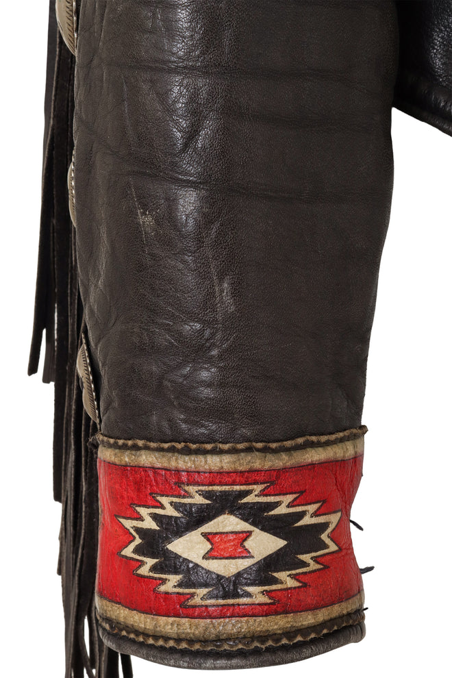 Vintage Fringe Leather Concho Jacket by Gypsy Leather sleeve wear @ Recess LA