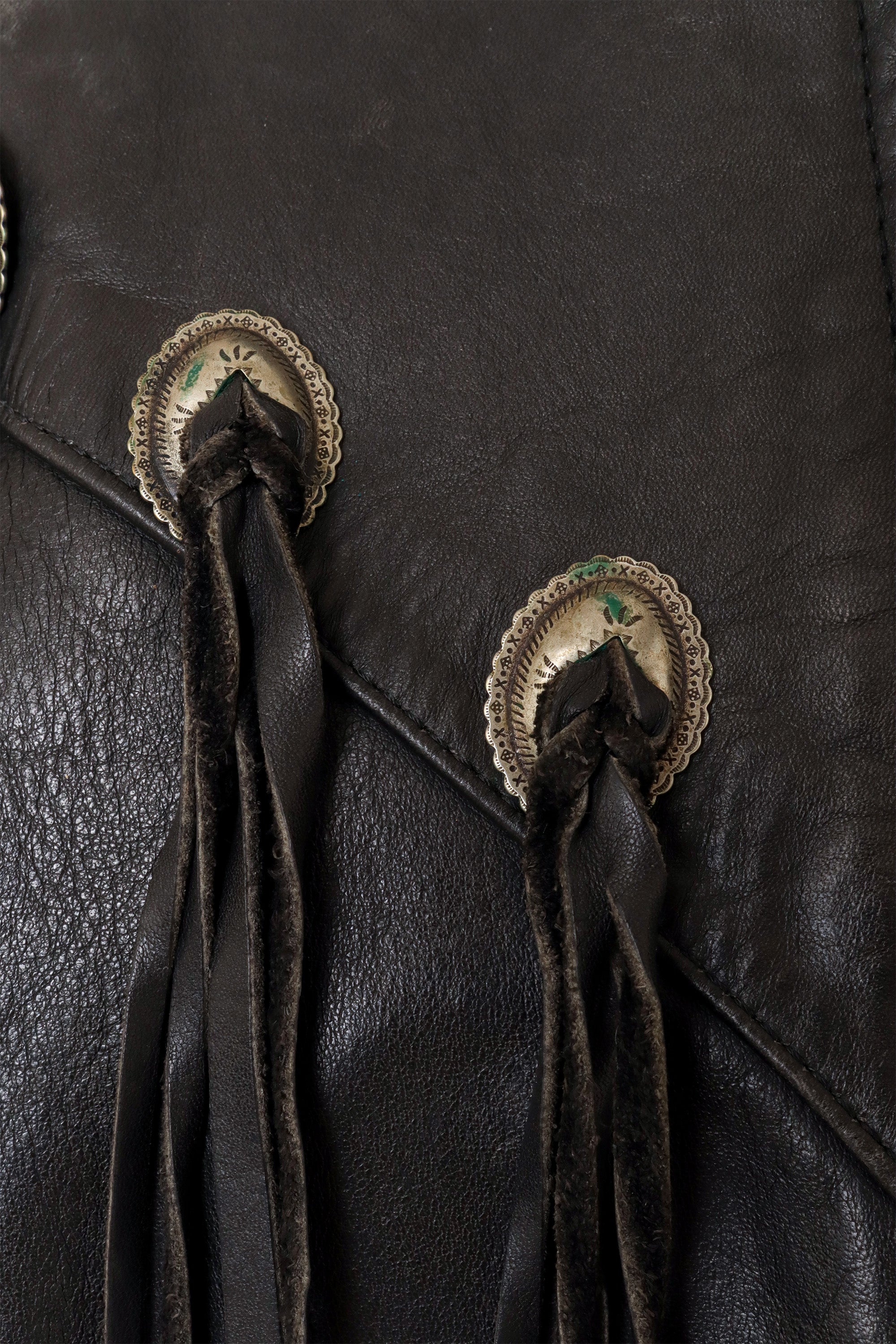 Vintage Fringe Leather Concho Jacket by Gypsy Leather concho rust @ Recess LA