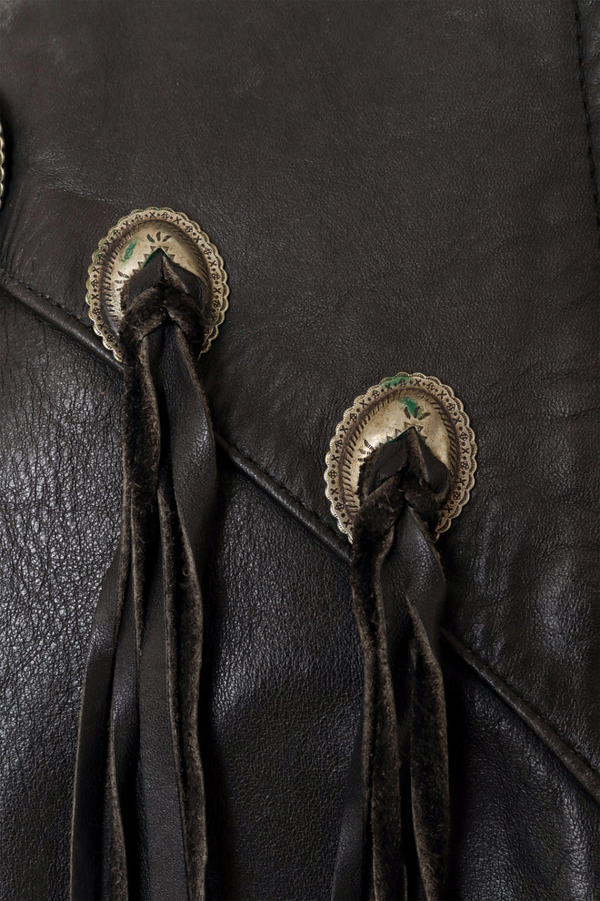 Vintage Fringe Leather Concho Jacket by Gypsy Leather concho rust @ Recess LA
