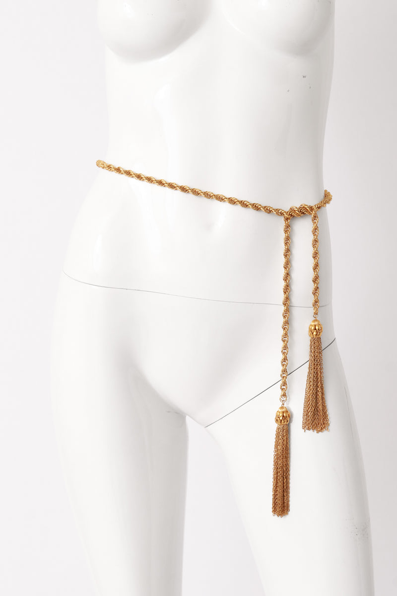 Vintage tassel chain necklace belt on mannequin waist @ Recess LA