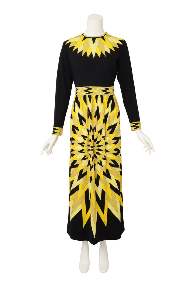 Vintage Mr. Dino Geometric Sunburst Shawl Dress front @ Recess LA