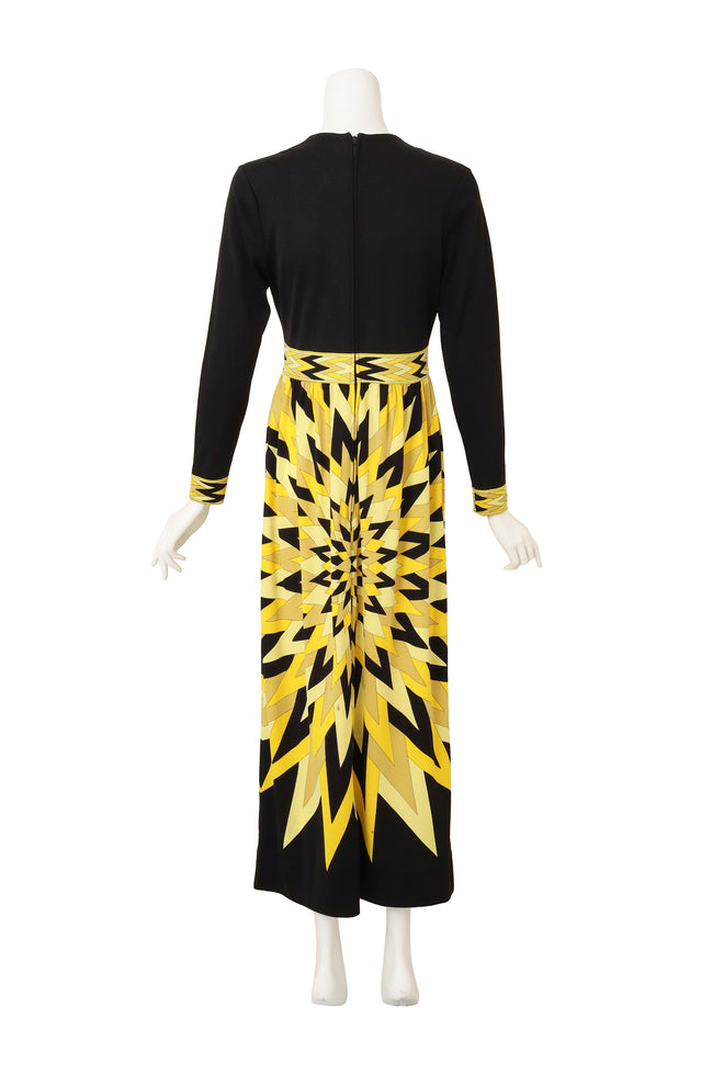 Vintage Mr. Dino Geometric Sunburst Shawl Dress back @ Recess LA