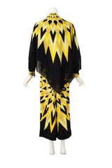Vintage Mr. Dino Geometric Sunburst Shawl Dress with shawl back @ Recess LA