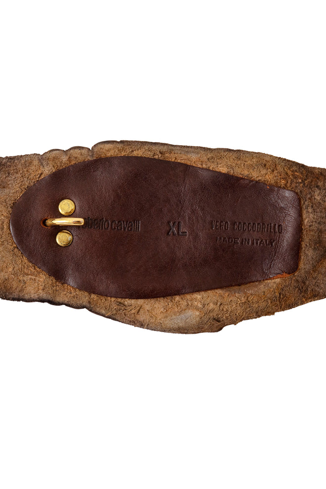 2005 S/S Brown Crocodile Belt signature and size @ Recess LA 