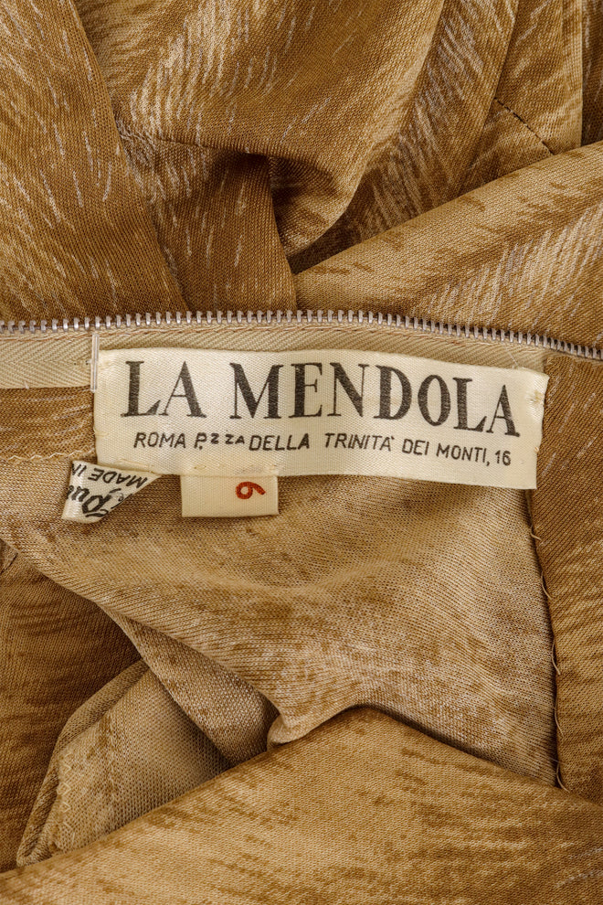Vintage La Mendola Silk Fur Maxi Dress label @ Recess LA 