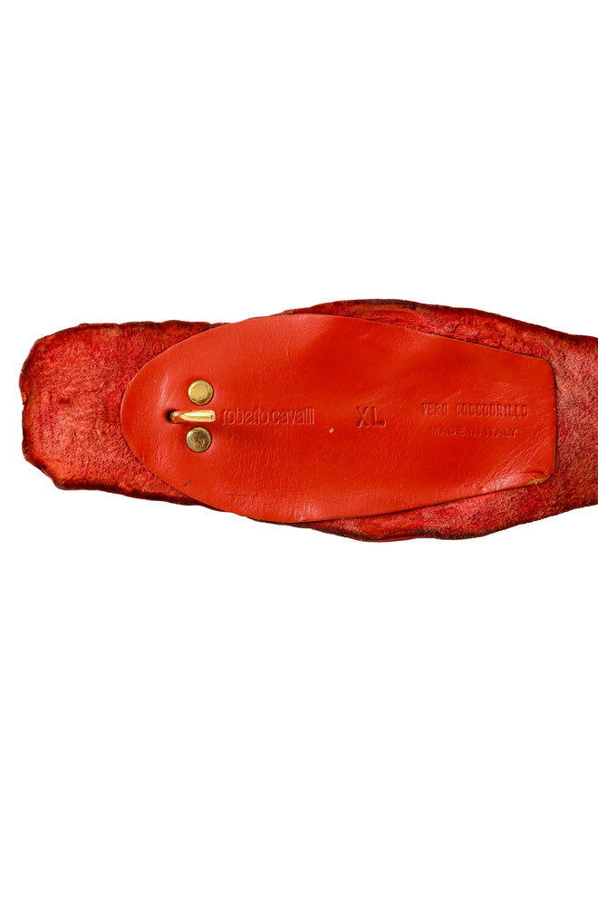 2005 S/S Red Crocodile Belt signature and size @ Recess LA 