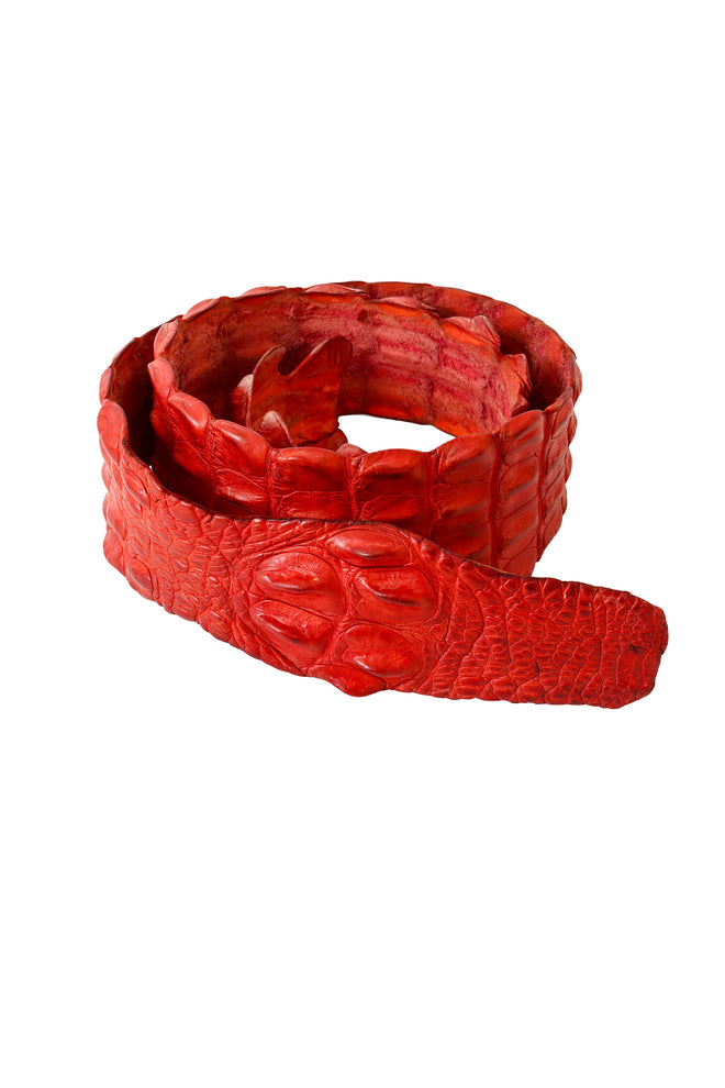 2005 S/S Red Crocodile Belt rolled up @ Recess LA 