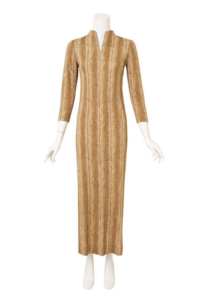 Vintage La Mendola Silk Fur Maxi Dress front @ Recess LA 
