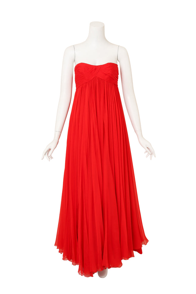 Strapless Empire Chiffon Gown by George Halley on mannequin @ Recess LA